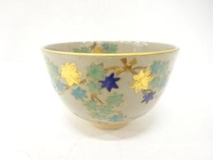 加藤隆山造　金彩色絵　青楓　茶碗